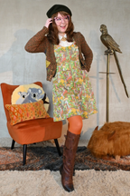 Mushrooms Fit & Flare Midi Dress in Olive by Blue Platypus Clothing