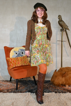 Mushrooms Fit & Flare Midi Dress in Olive by Blue Platypus Clothing