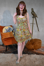 Mushrooms Fit & Flare Midi Dress in Olive by Blue Platypus Clothing