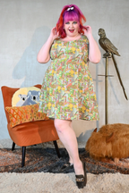 Mushrooms Fit & Flare Midi Dress in Olive by Blue Platypus Clothing