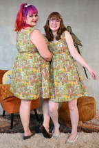 Mushrooms Fit & Flare Midi Dress in Olive by Blue Platypus Clothing