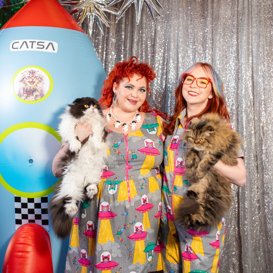 Cats in Space Jumpsuit in Asteroid Field by Blue Platypus Clothing