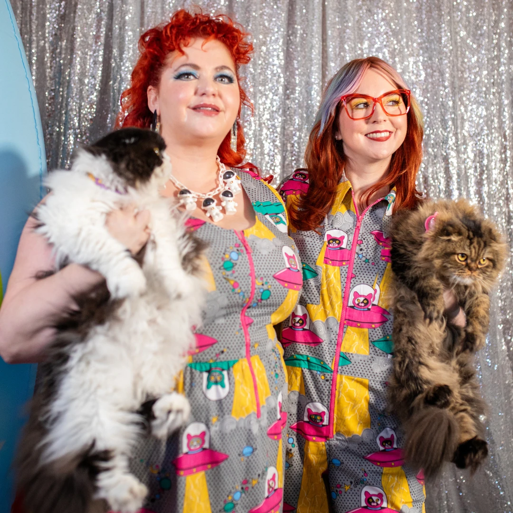 Cats in Space Jumpsuit in Asteroid Field by Blue Platypus Clothing
