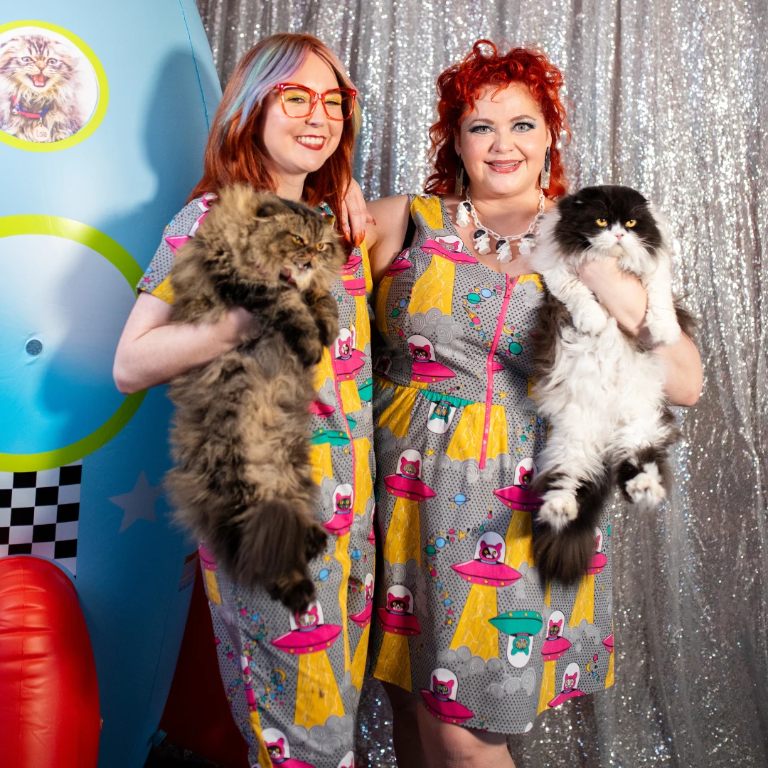 Cats in Space Jumpsuit in Asteroid Field by Blue Platypus Clothing