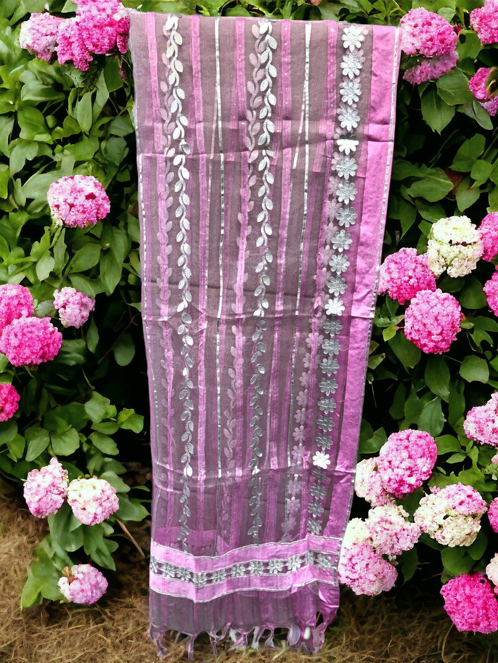Dupatta with Silver Gota Work