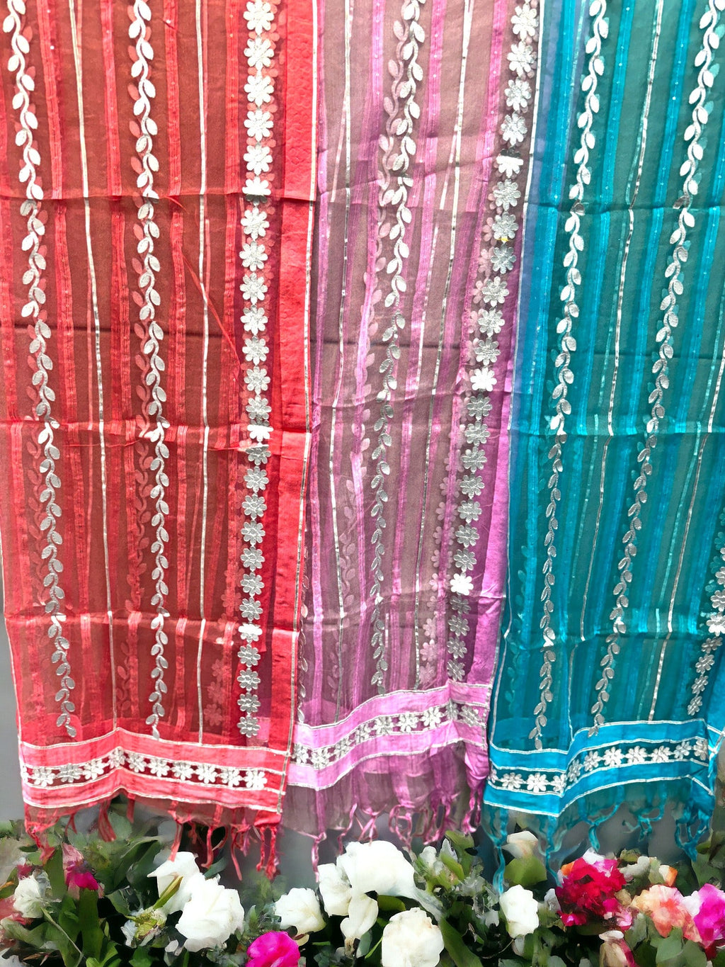 Dupatta with Silver Gota Work