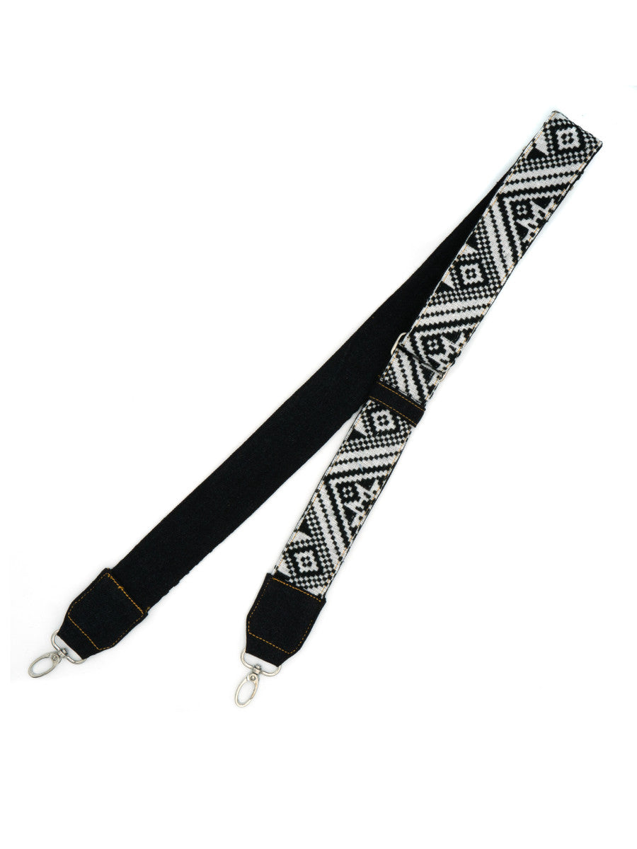 Black + White Woven Bag Strap
