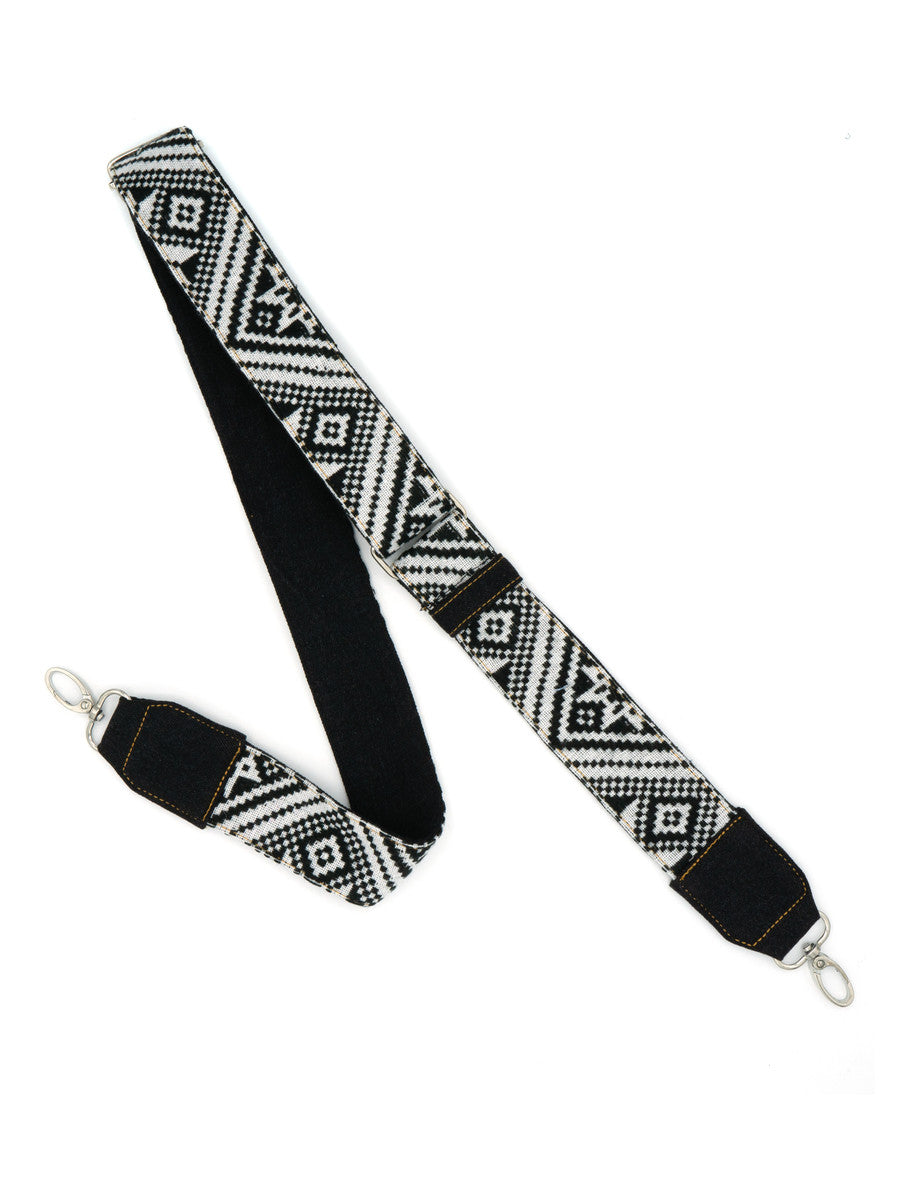 Black + White Woven Bag Strap