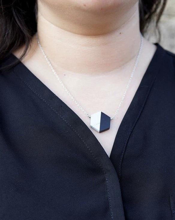 Balanced Geometry Necklace - Black by Fair Anita