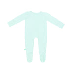 Pastel Seafoam Bamboo Solid Footed Zippered Onesie