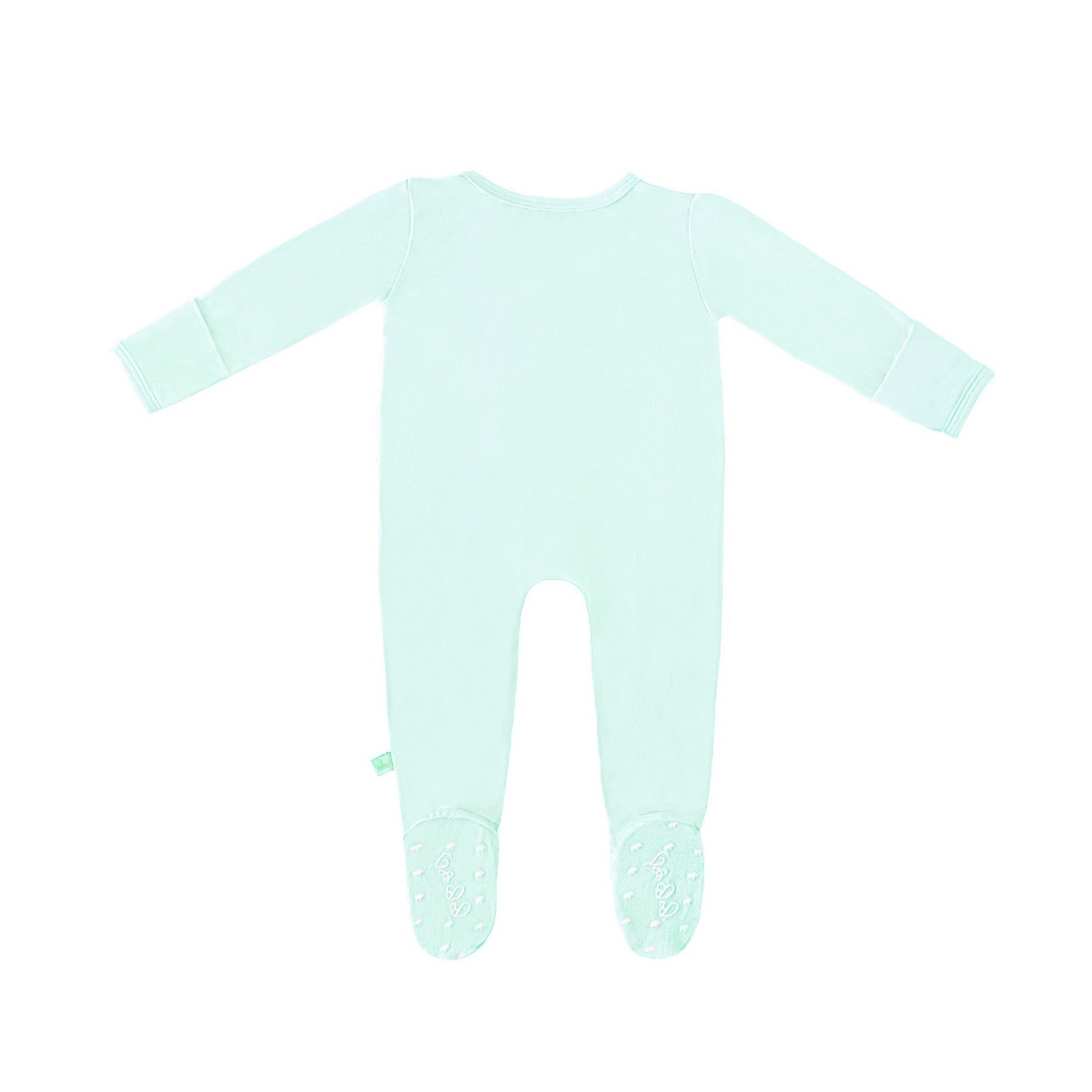 Pastel Seafoam Bamboo Solid Footed Zippered Onesie