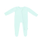 Pastel Seafoam Bamboo Solid Footed Zippered Onesie