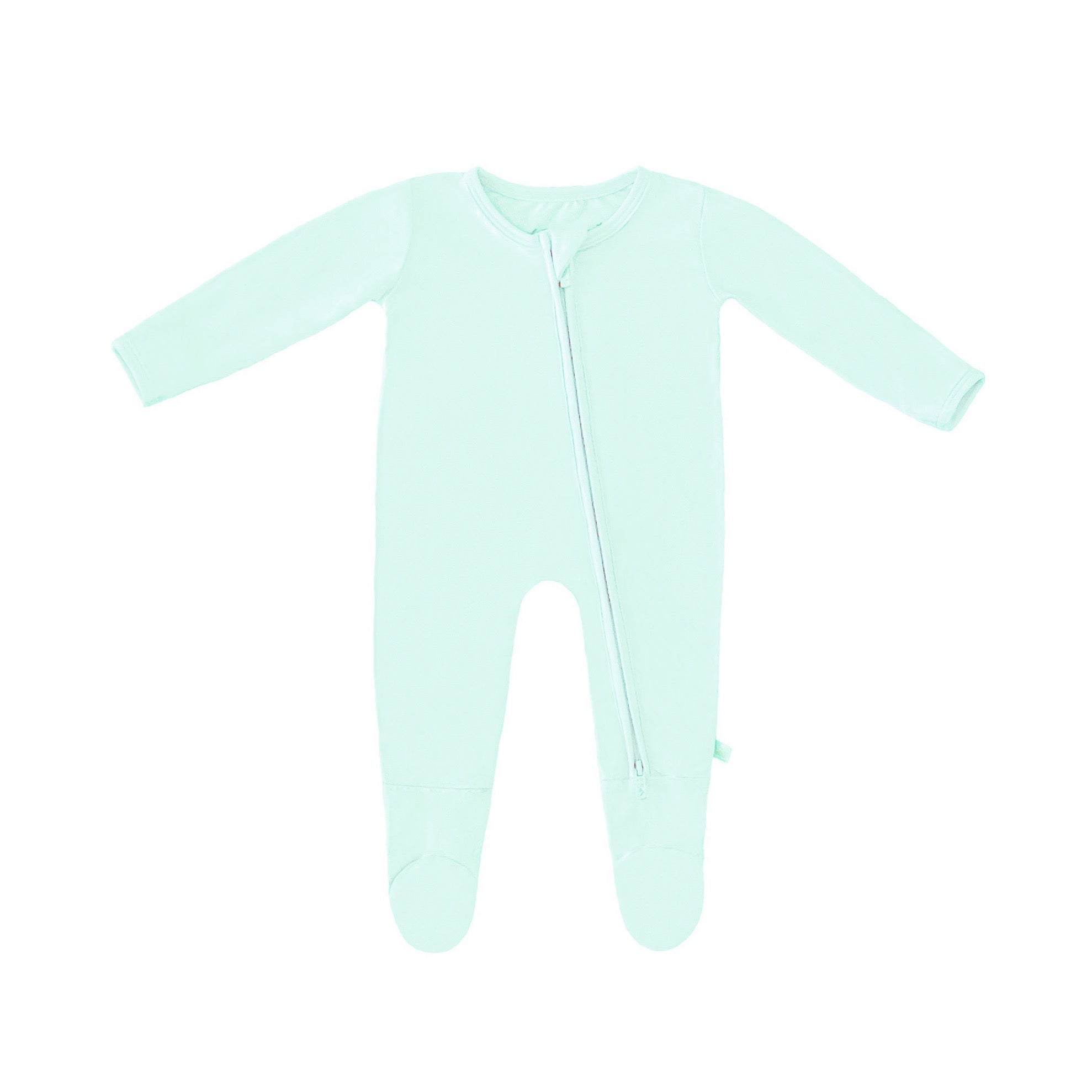 Pastel Seafoam Bamboo Solid Footed Zippered Onesie