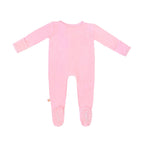 Pastel Peony Pink Bamboo Solid Footed Zippered Onesie