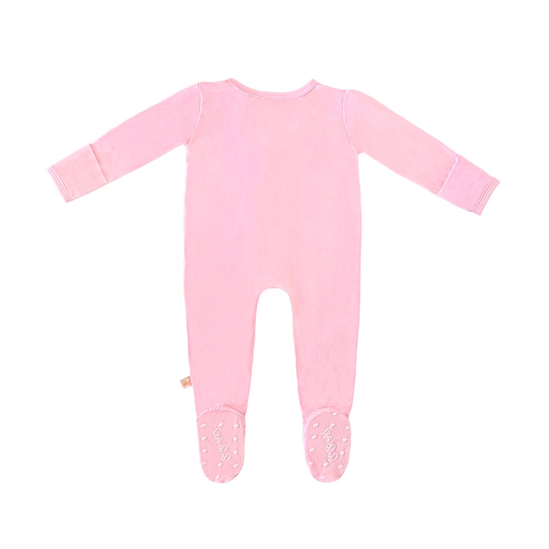 Pastel Peony Pink Bamboo Solid Footed Zippered Onesie