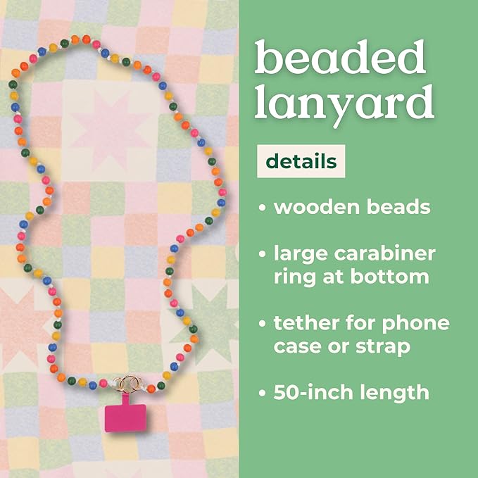 Ban.do Rainbow Wooden Beads Crossbody Phone Lanyard | Pride Smart Phone Accessories | 50"