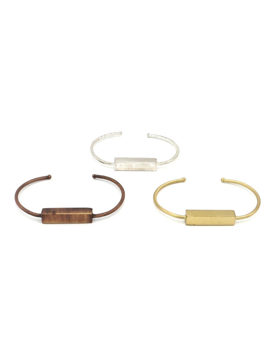Bar Brushed Metal Cuff by Fair Anita