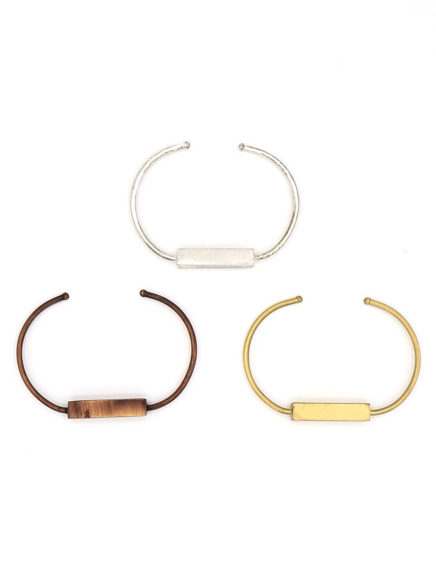 Bar Brushed Metal Cuff by Fair Anita