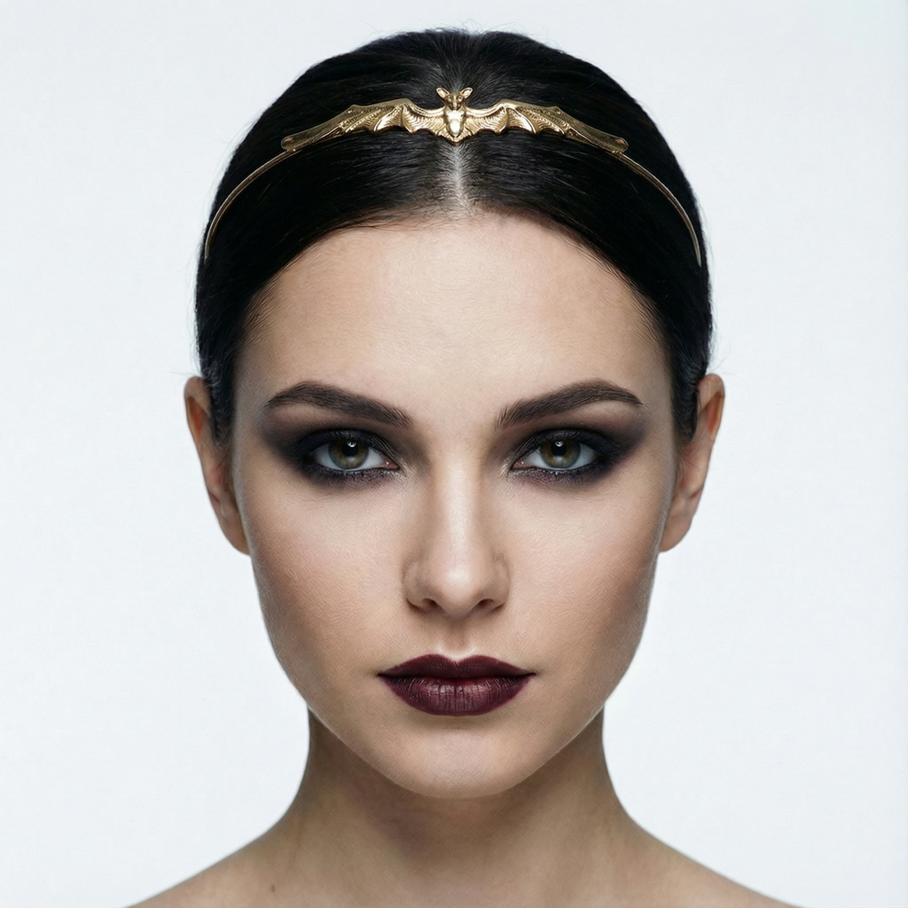 Bat Power Headband Tiara in Silver or Gold | Spooky Headwear Accessory | Halloween, Goth Hairpiece