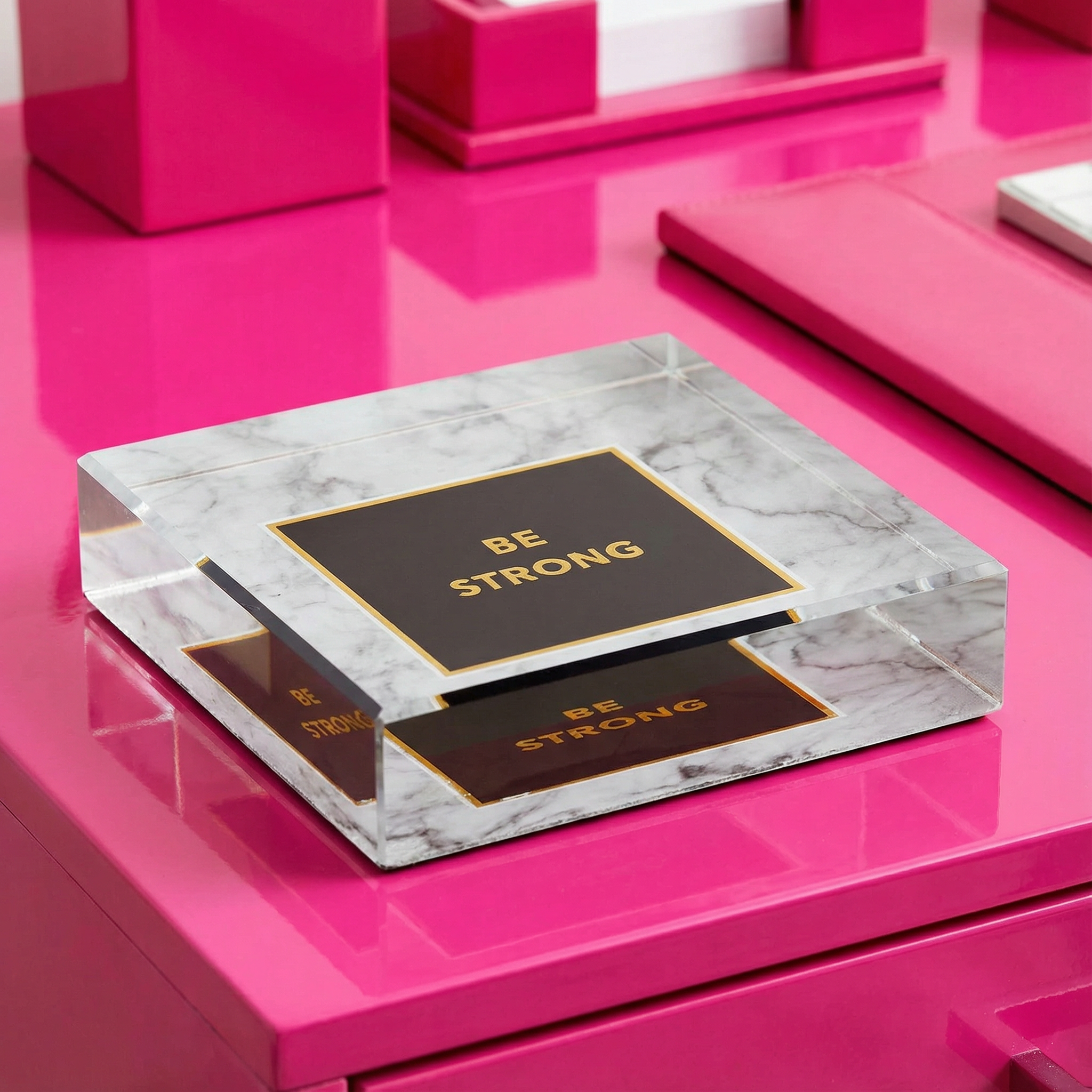 Be Strong 3"x3" Paperweight in Marble