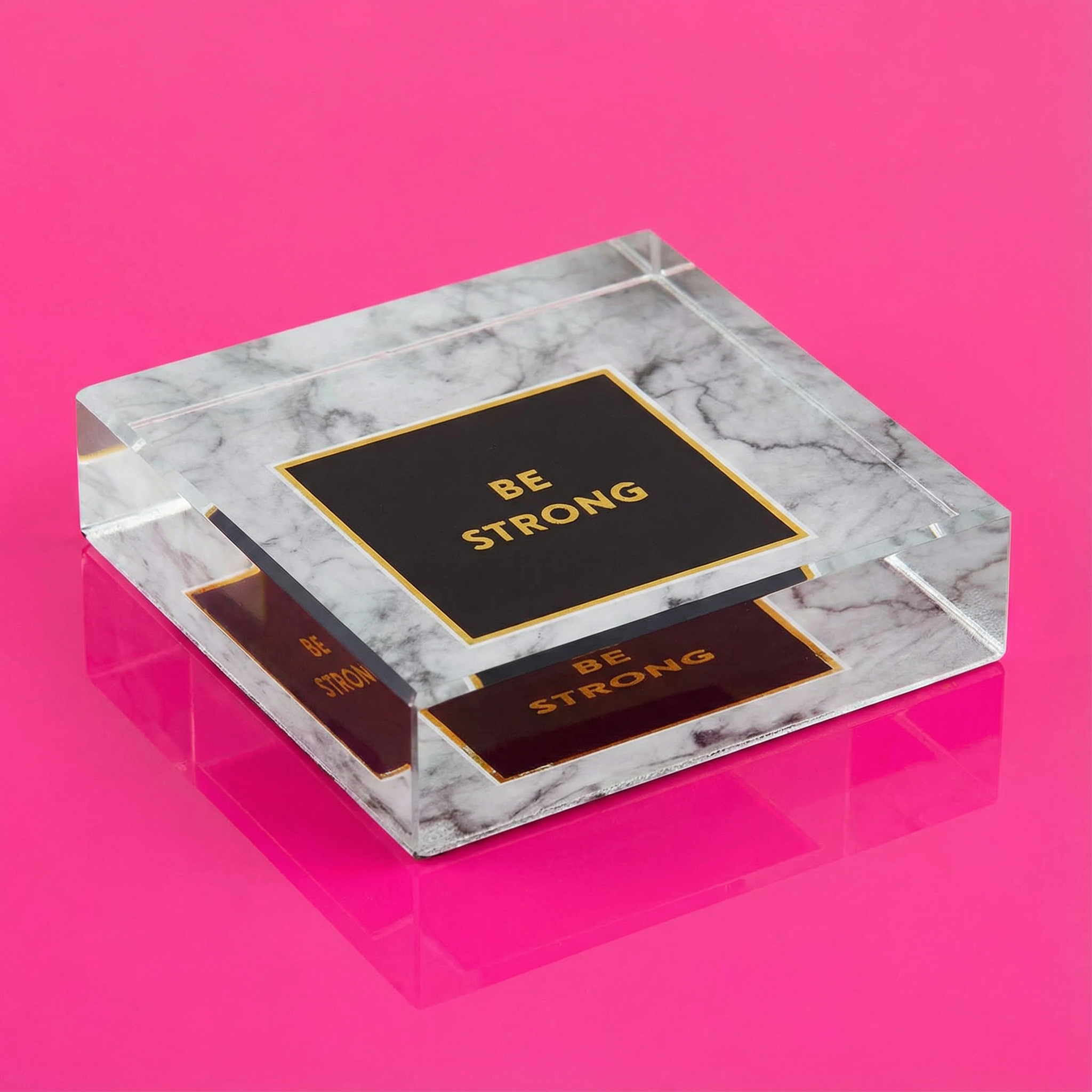 Be Strong 3"x3" Paperweight in Marble