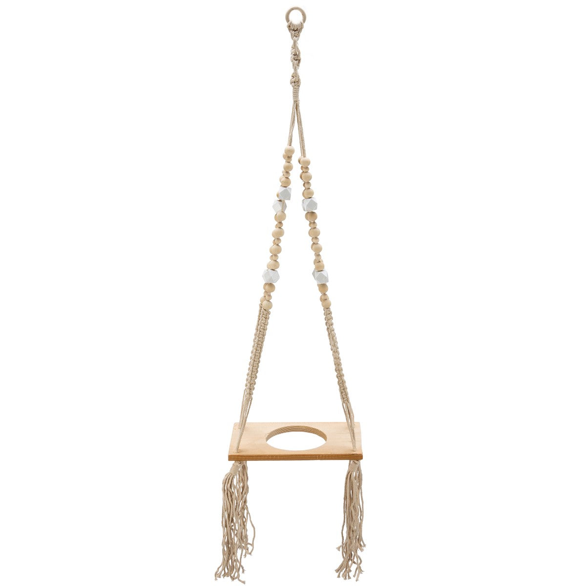 Beaded Rectangle Plant Hanger | Hanging Plant Pot Holder | 31"