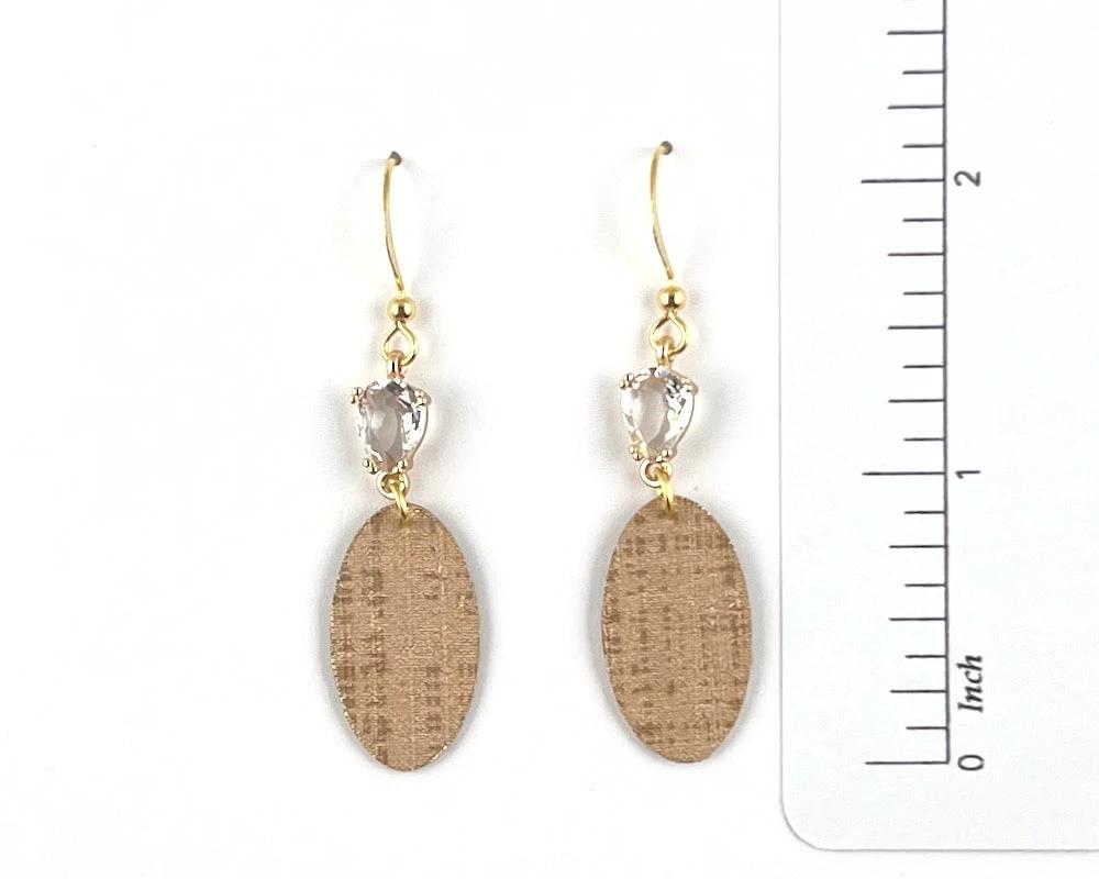 Dusty Pink Oval Earrings with Cut Glass Accents by Gracie Nicole