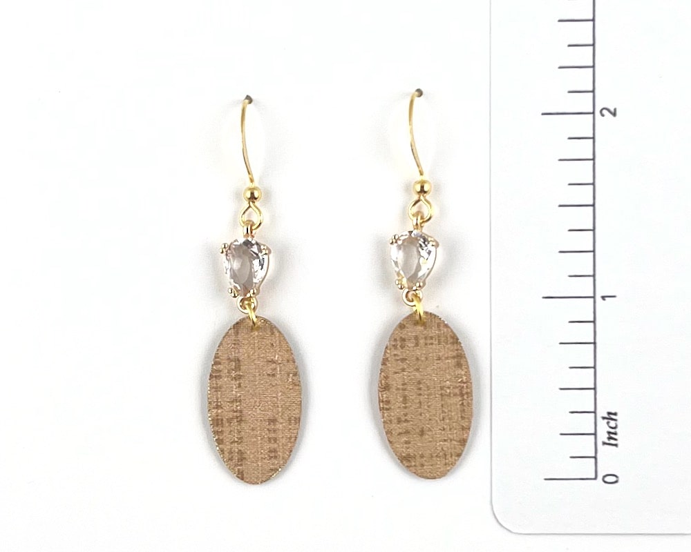 Dusty Pink Oval Earrings with Cut Glass Accents