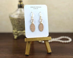 Dusty Pink Oval Earrings with Cut Glass Accents by Gracie Nicole