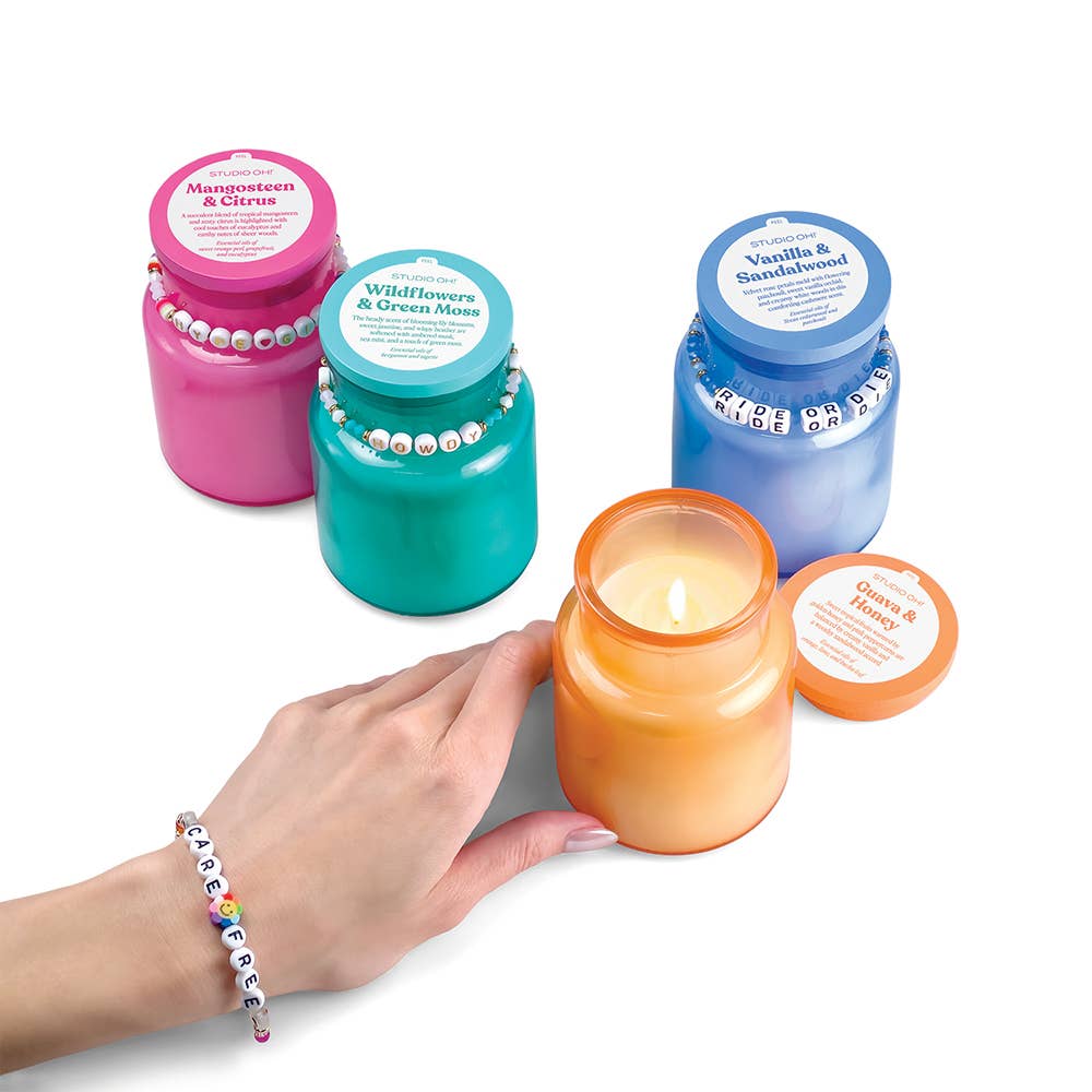 Best Friend Gift Candle & Friendship Bracelet Set - 4 Colors and Phrases
