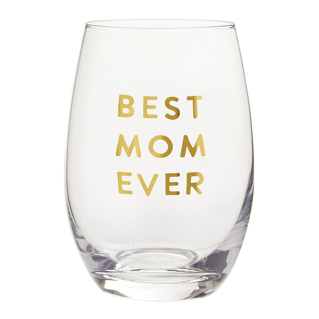 Best Mom Ever Stemless Wine Glass | Crystal Clear Drinkware Gift For Mother's Day | 17 oz