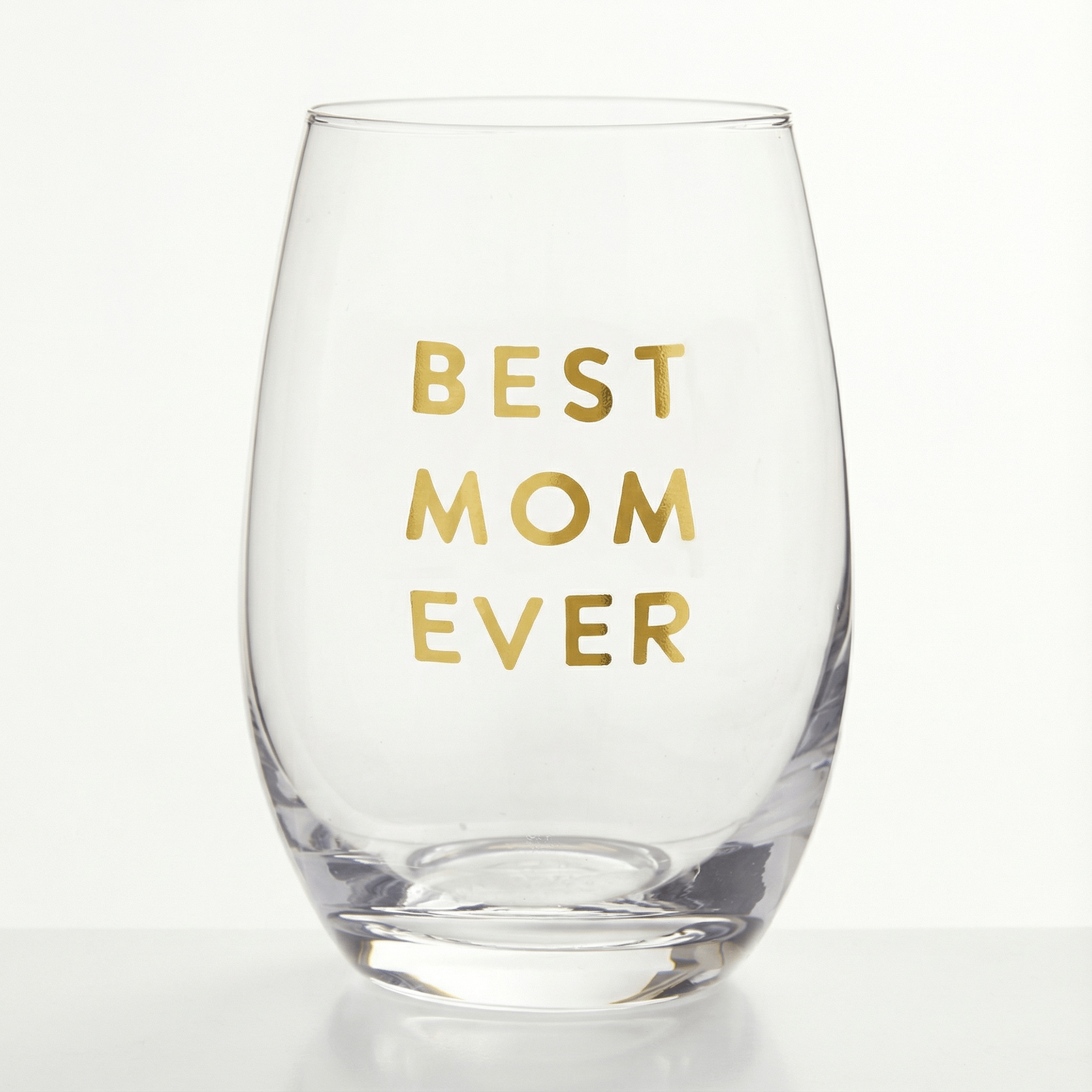 Best Mom Ever Stemless Wine Glass | Crystal Clear Drinkware Gift For Mother's Day | 17 oz