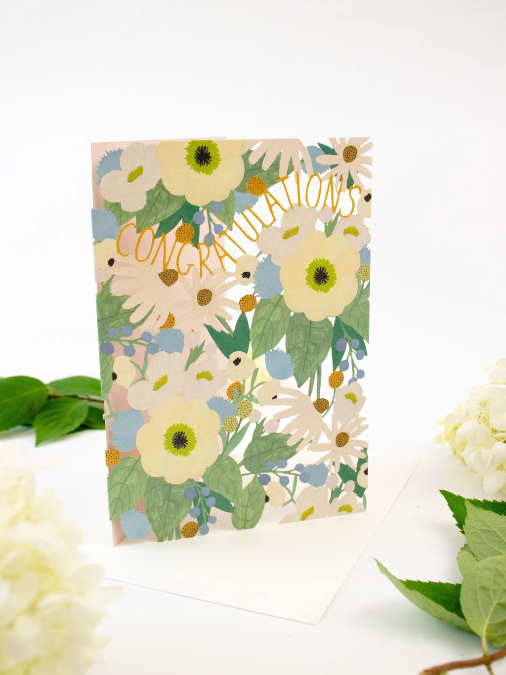 Big Pink Floral Lasercut Congratulations Card by Ash & Rose