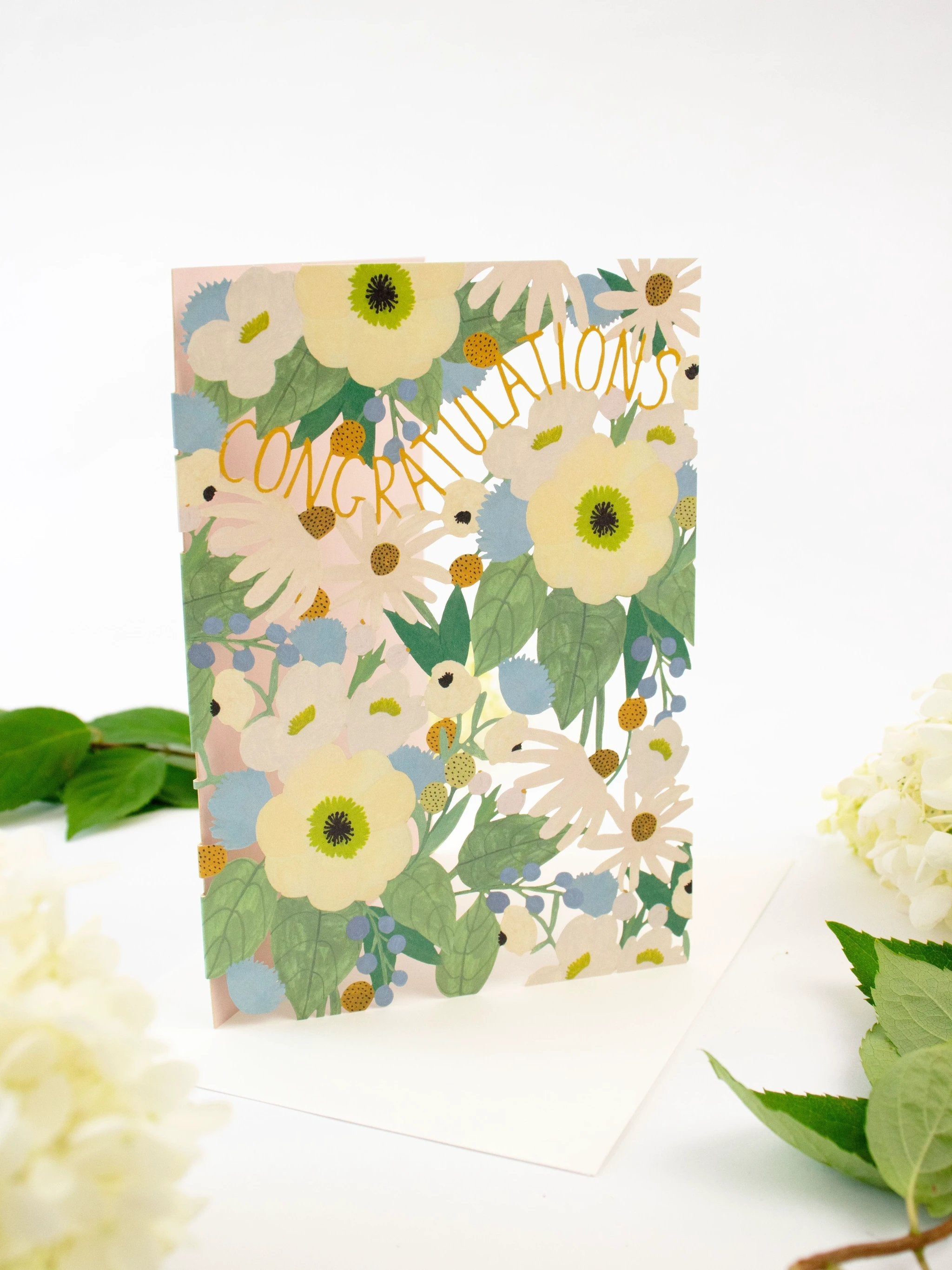 Big Pink Floral Lasercut Congratulations Card by Ash & Rose