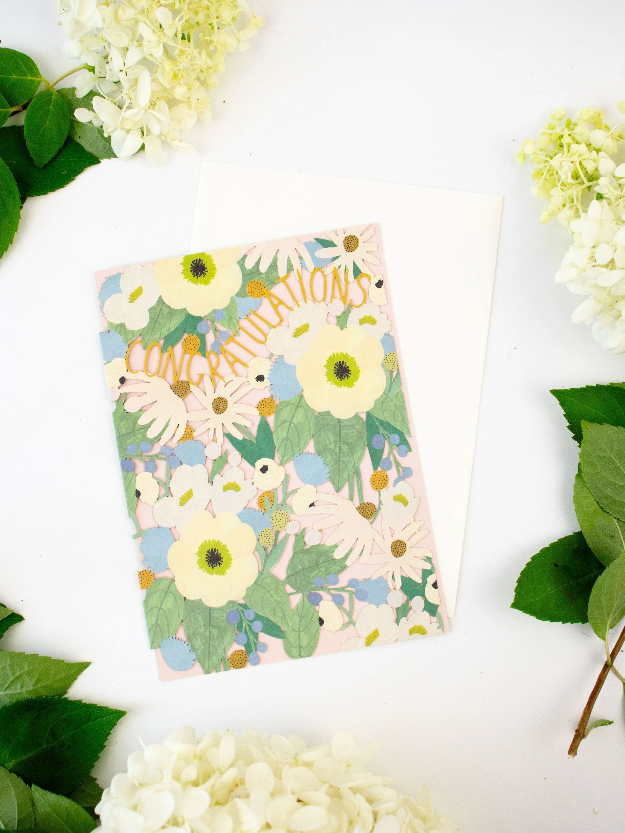 Big Pink Floral Lasercut Congratulations Card by Ash & Rose