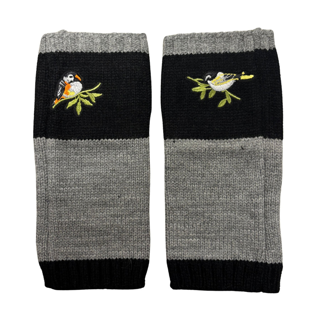 Bird Applique Arm Warmers | Fingerless Gloves in Black, Pink, or Green