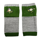 Bird Applique Arm Warmers | Fingerless Gloves in Black, Pink, or Green