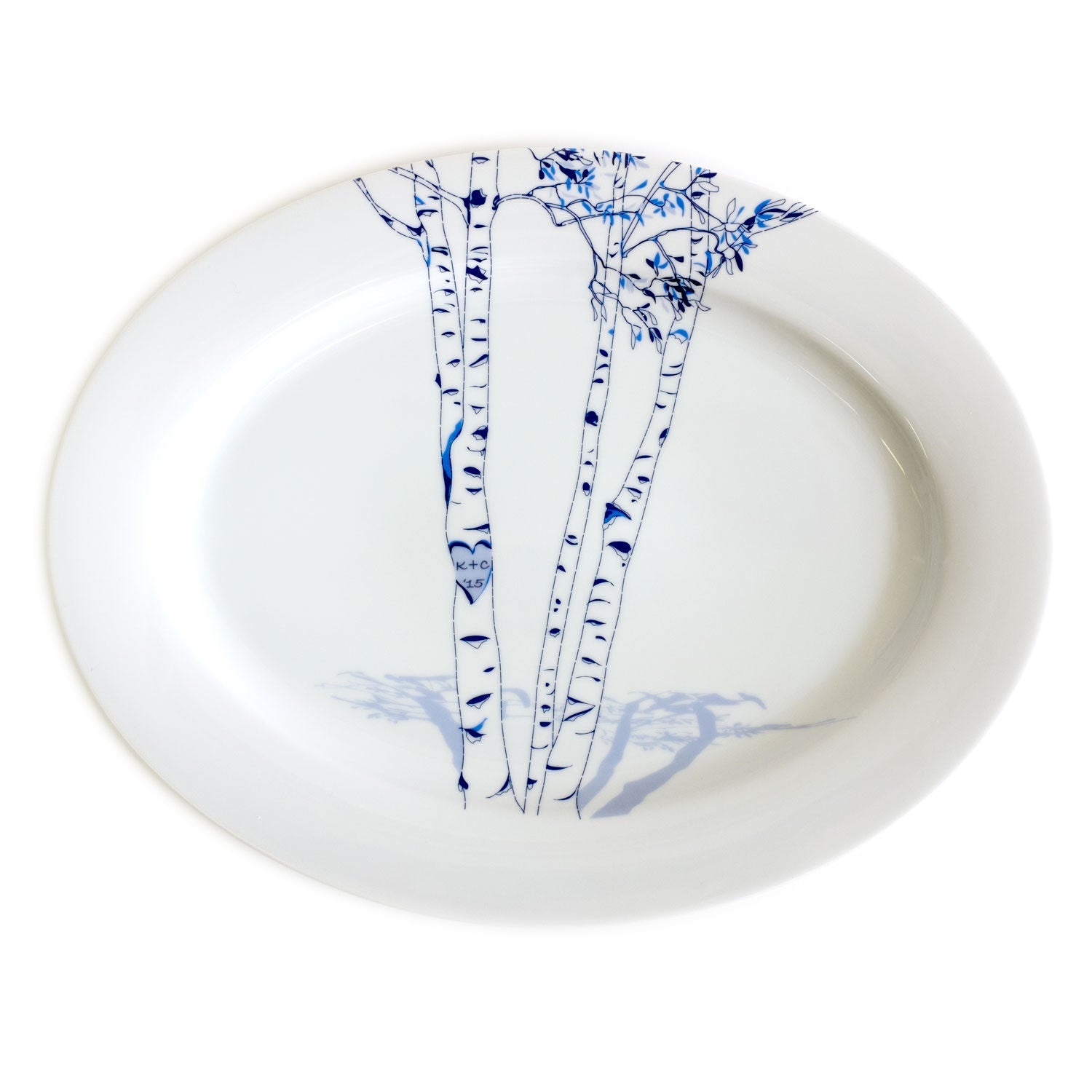 Nature-Inspired Birch Oval Platter – Custom Initials in Heart Design