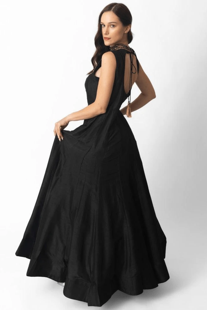 Zuri Black Gown with Hand Embroidery by Raas