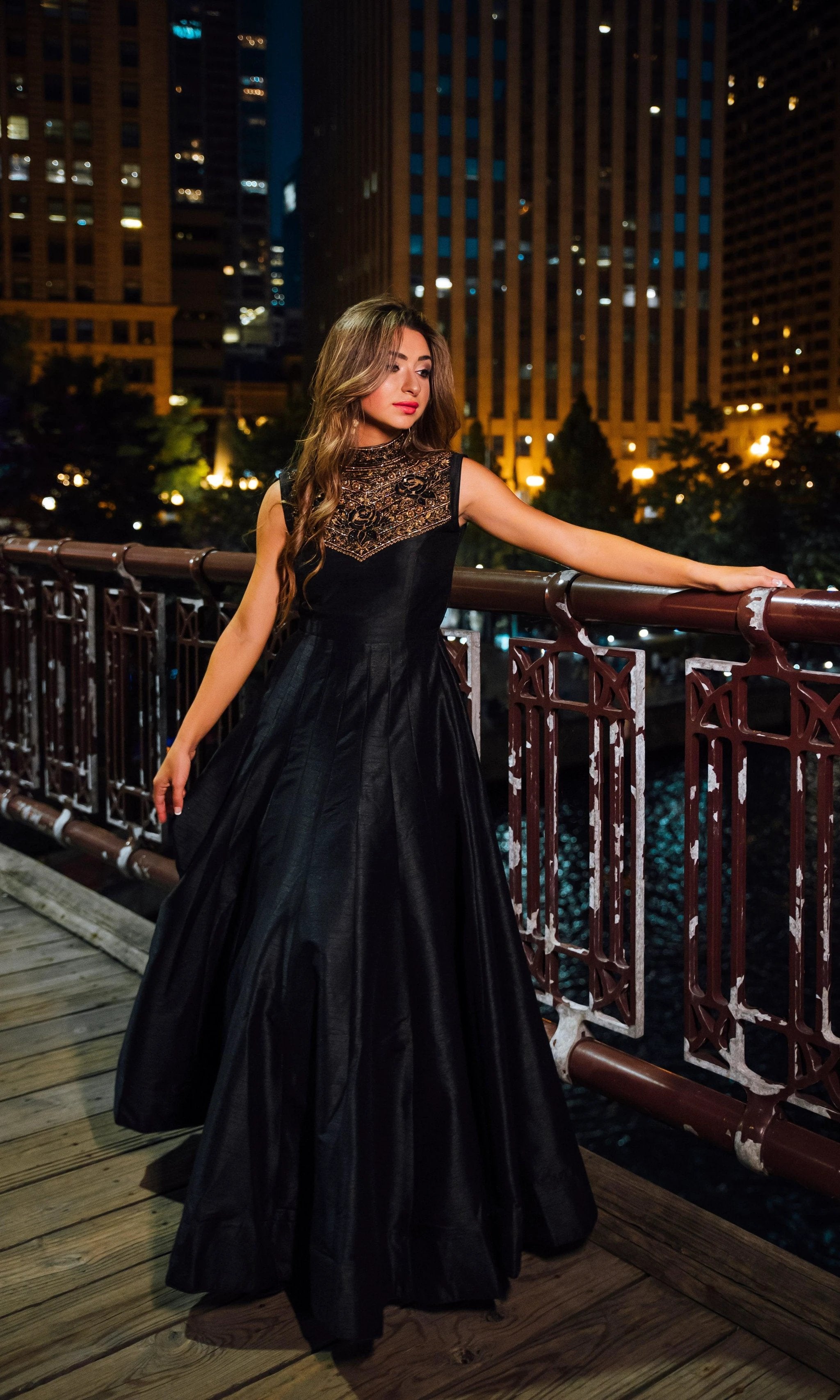 Zuri Black Gown with Hand Embroidery by Raas