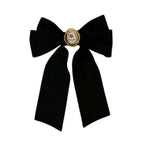 Black Velvet Cameo Hair Clip Bow by The Bullish Store