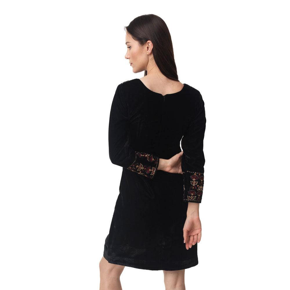 Arial Black Velvet Dress with Hand Embroidery by Raas