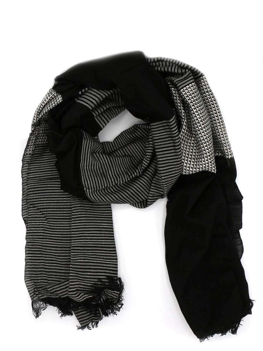 Black Patterned Block Scarf by Fair Anita