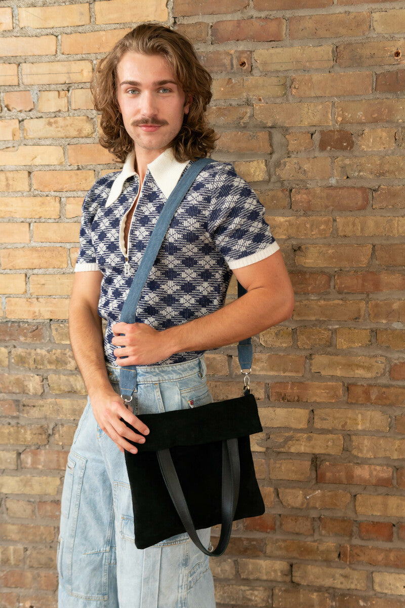 Black + White Woven Bag Strap