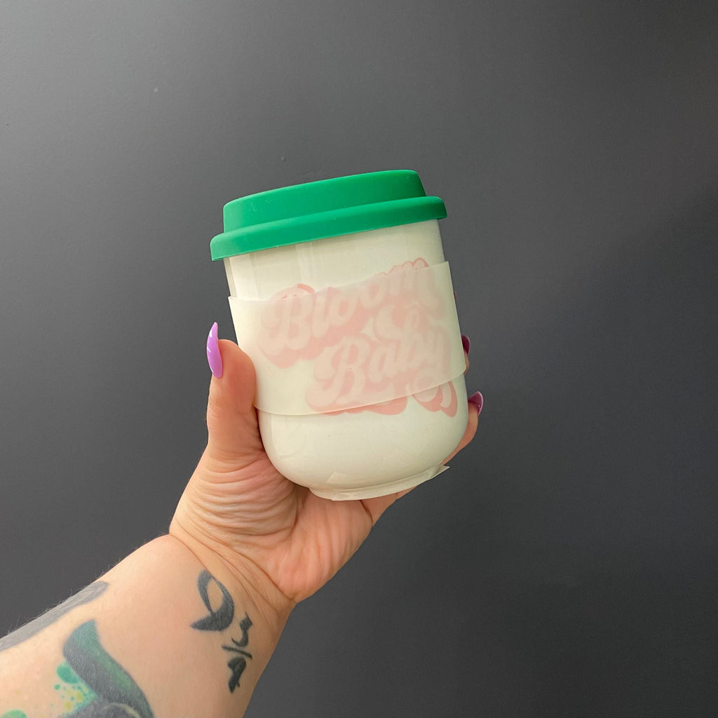Bloom Baby Ceramic To Go Mug | Holds 16 oz. | Eco Mug with Silicone Lid and Sleeve