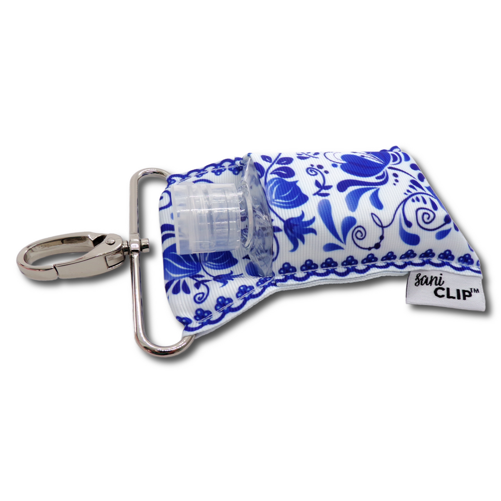 Blue Chinoiserie SaniClip Hand Sanitizer Holder