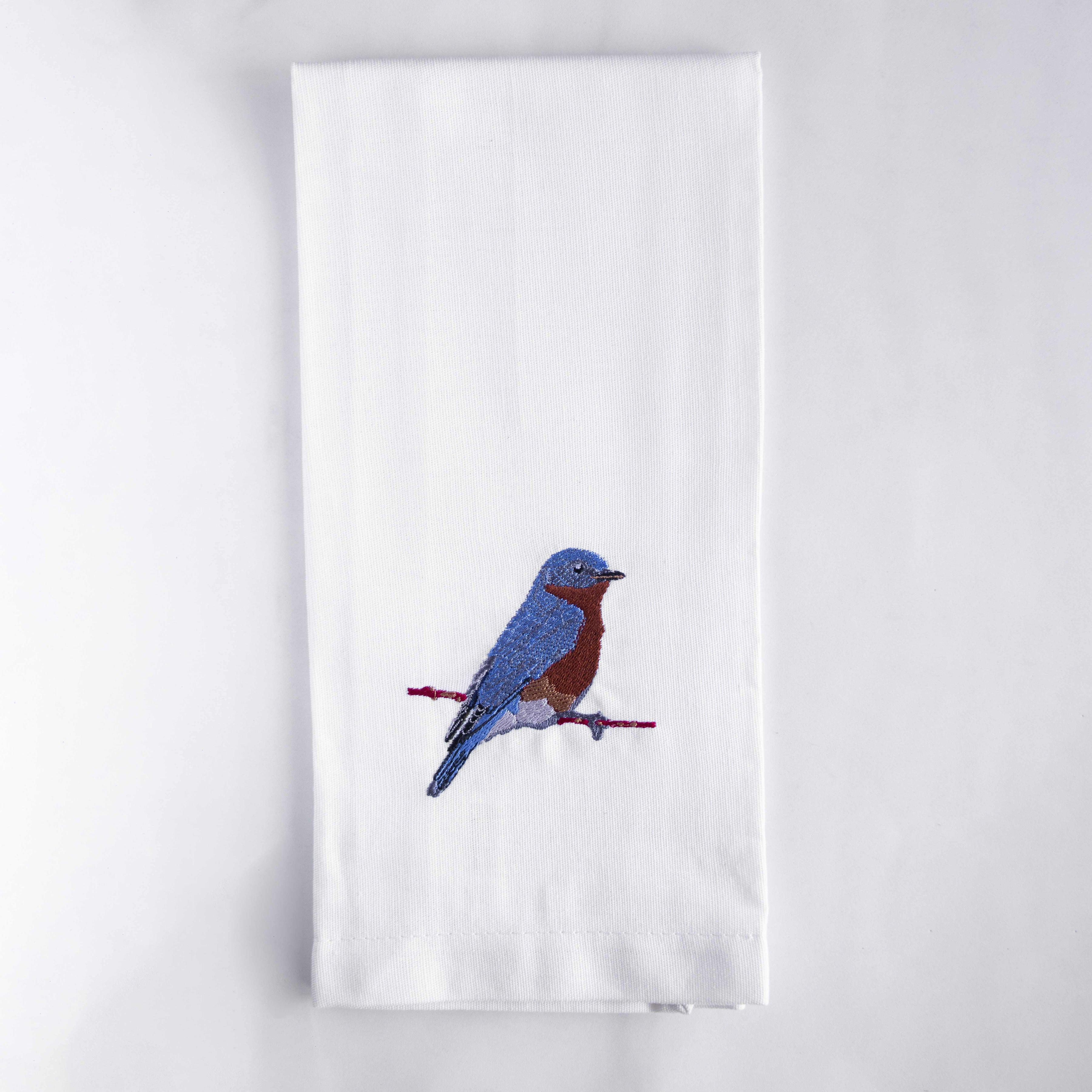100% Cotton Tea Towels with Bird Embroidery - Kitchen Towels