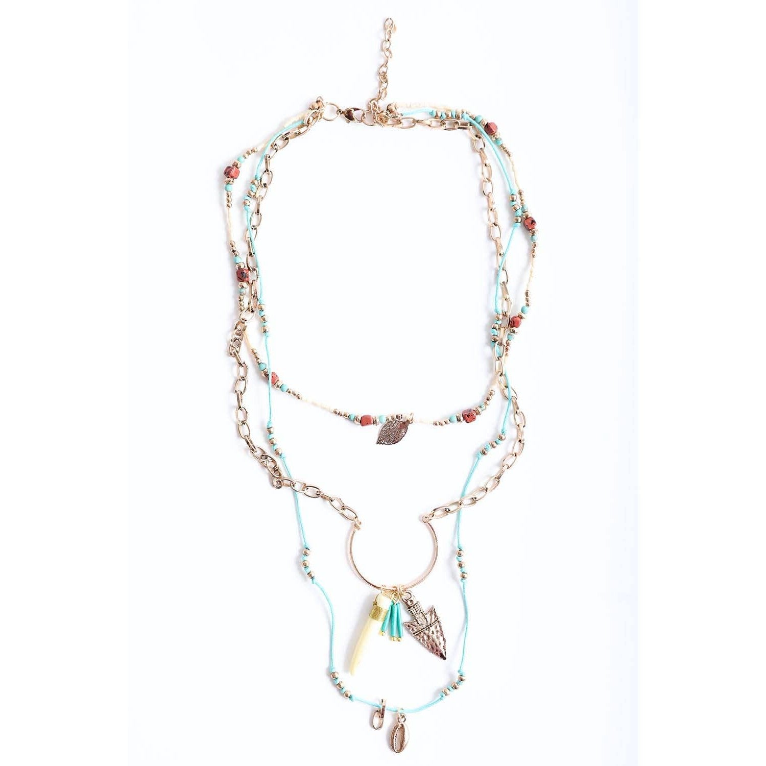 Bohemian Chic Faux Tusk & Horn Necklace 🐘 | Rustic Gold Faux Animal Inspired