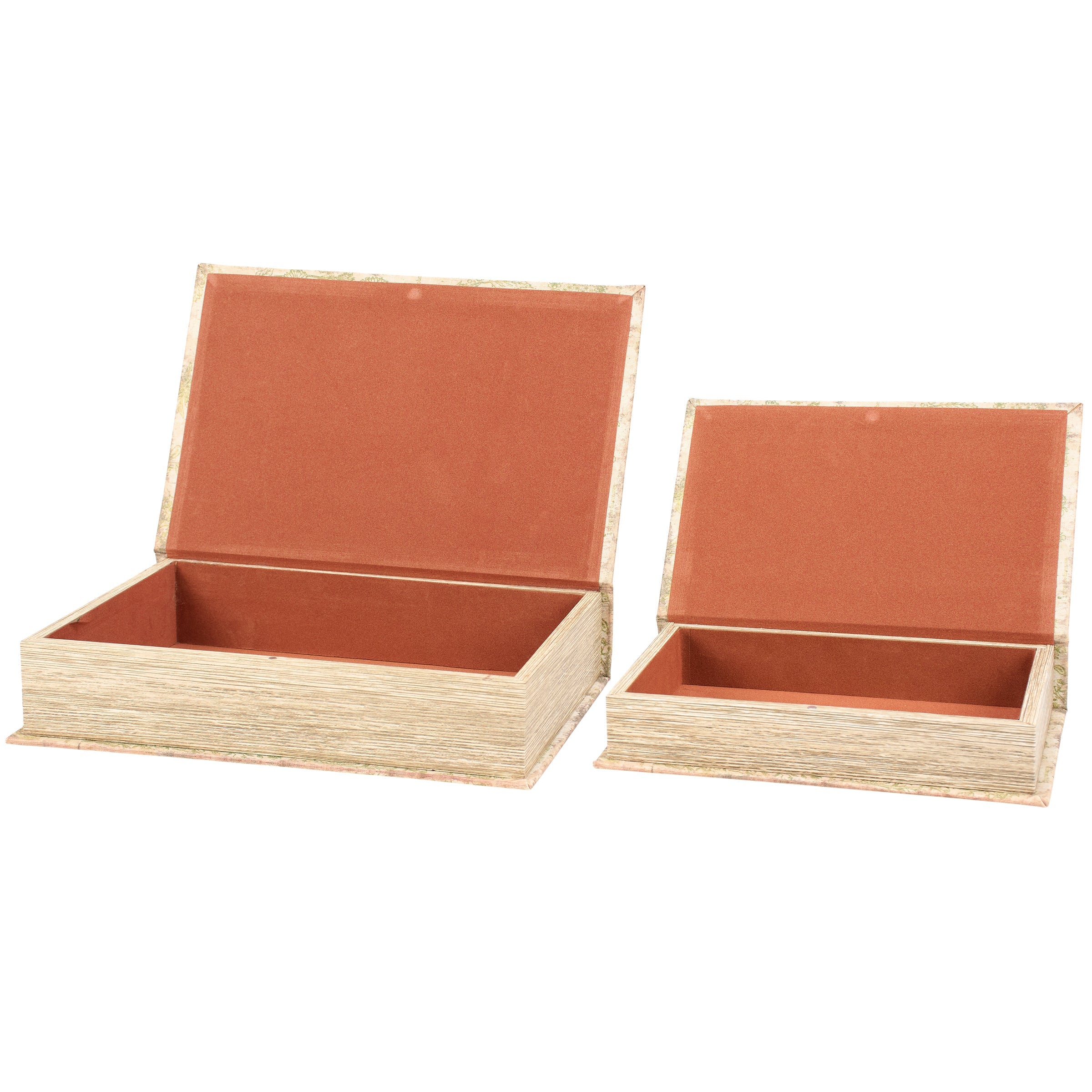 Botany Book Box Set of 2 | Vintage Book Shaped Storage Stash Trinket Boxes