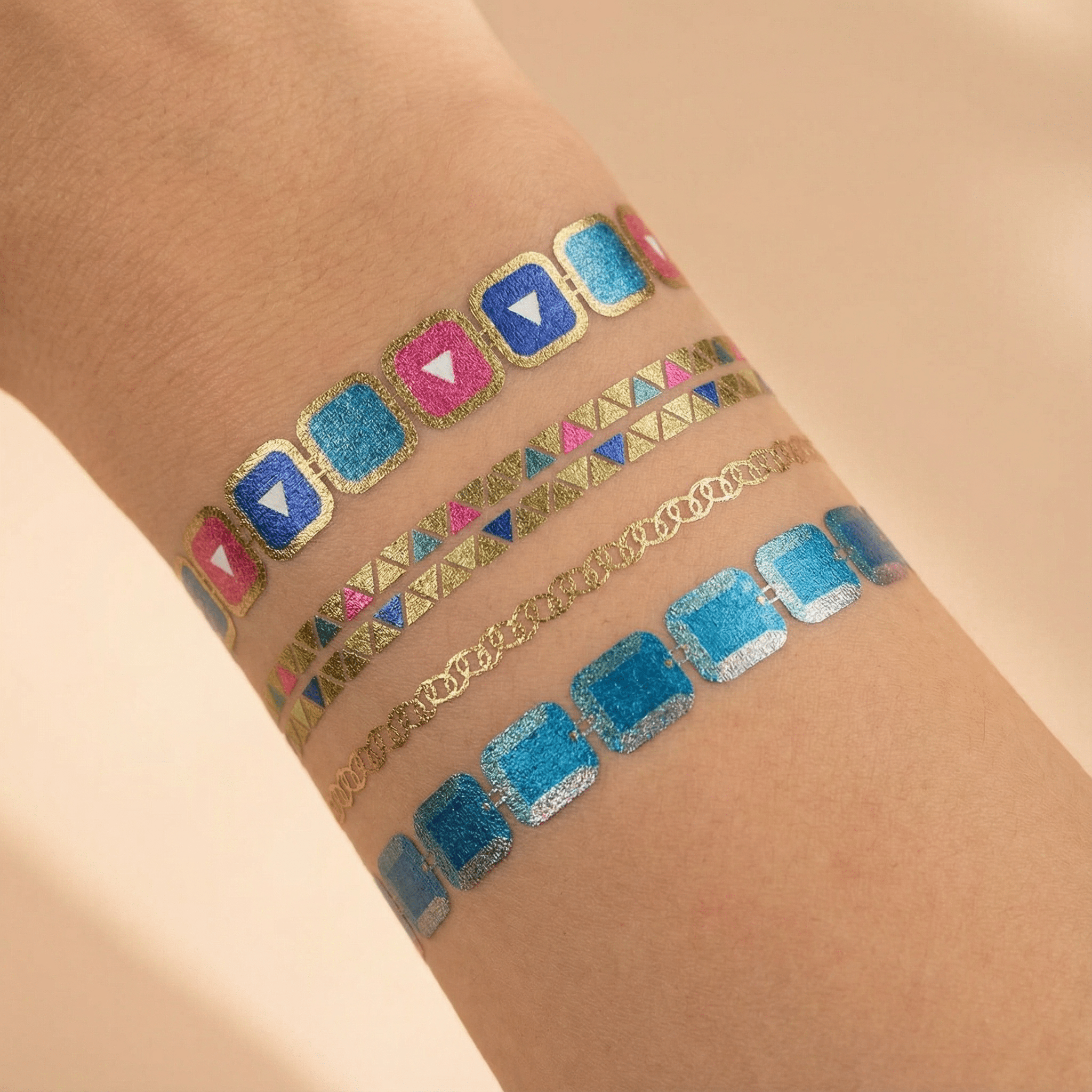 Bracelet Pack Temporary Tattoo Set | 8 Tattoos on a Single Sheet
